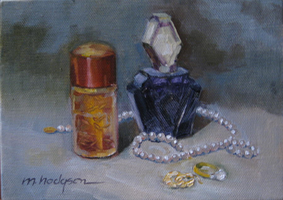 Still Life Painting - Pearls and Perfumes by Margaret Hodgson