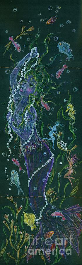 Mermaid Drawing - Pearls and Purple by Dawn Fairies