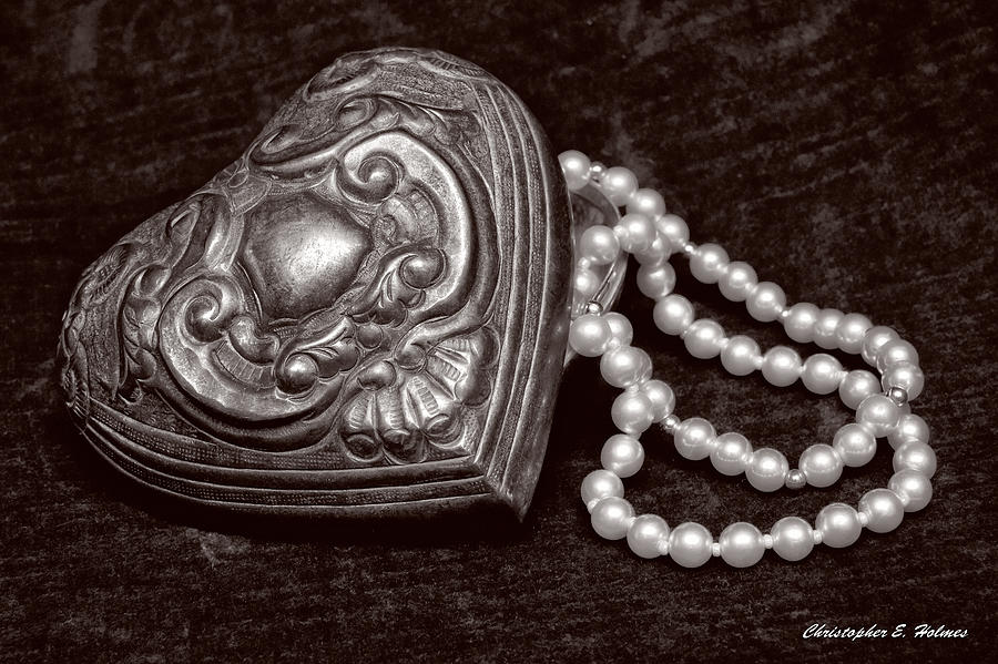 Pearls From The Heart - Sepia Photograph by Christopher Holmes