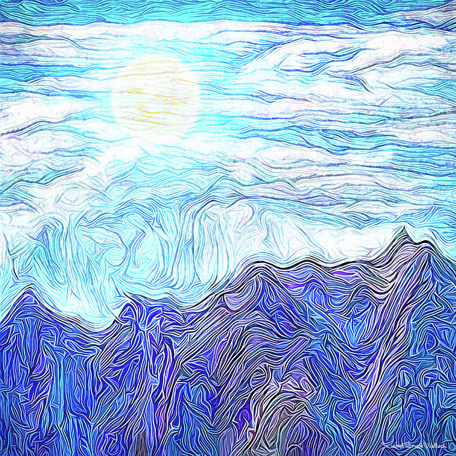 Pearly Mountain Sky - Moon Over Front Range Colorado Digital Art by Joel Bruce Wallach