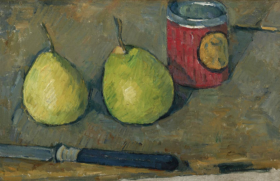 Pears and Knife Painting by Paul Cezanne