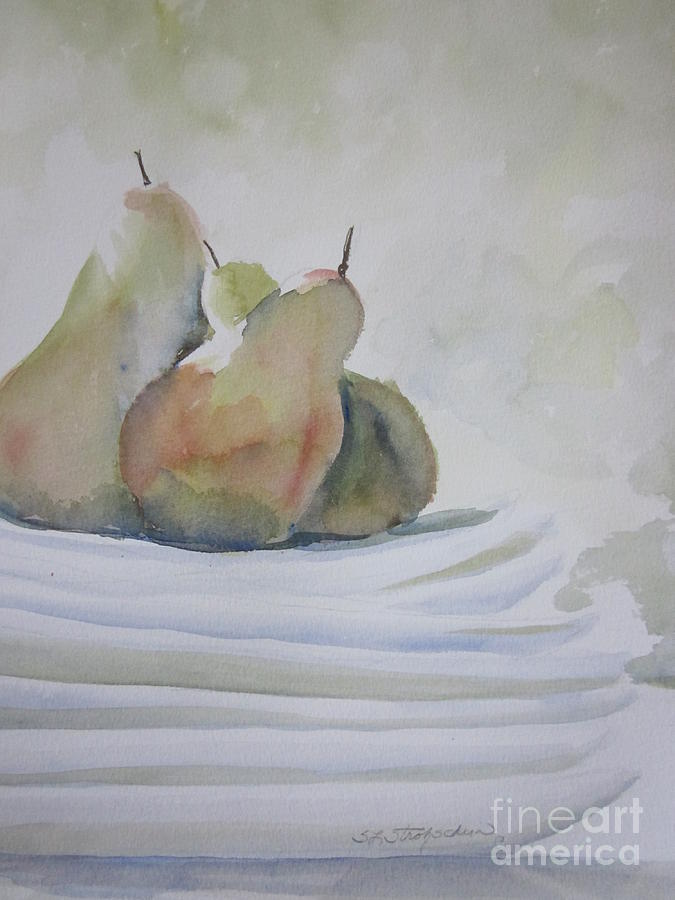 Pears and Plates Painting by Sandra Strohschein