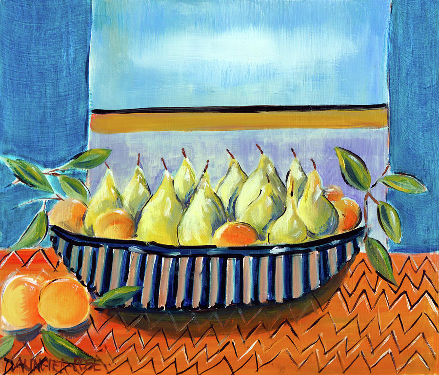 Pears And Satsumas Still Life Painting by Seeables Visual Arts