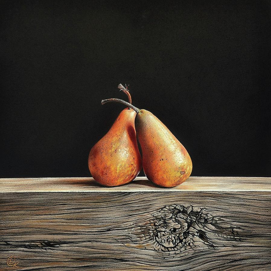Pears Drawing by Elena Kolotusha