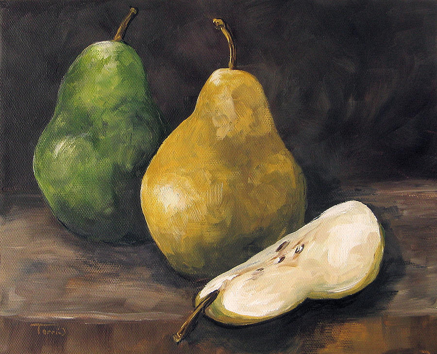 Pears Green and Gold Painting by Torrie Smiley