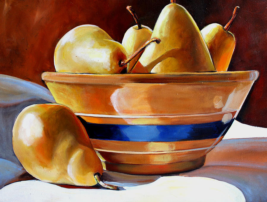 Pear Painting - Pears in Yelloware by Toni Grote