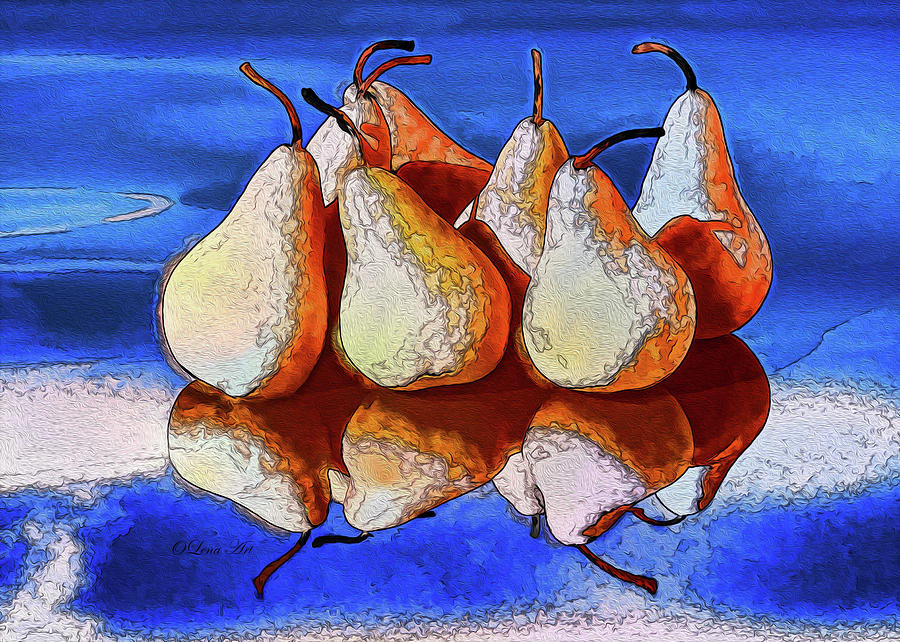 7 Golden Pears  Digital Art by OLena Art