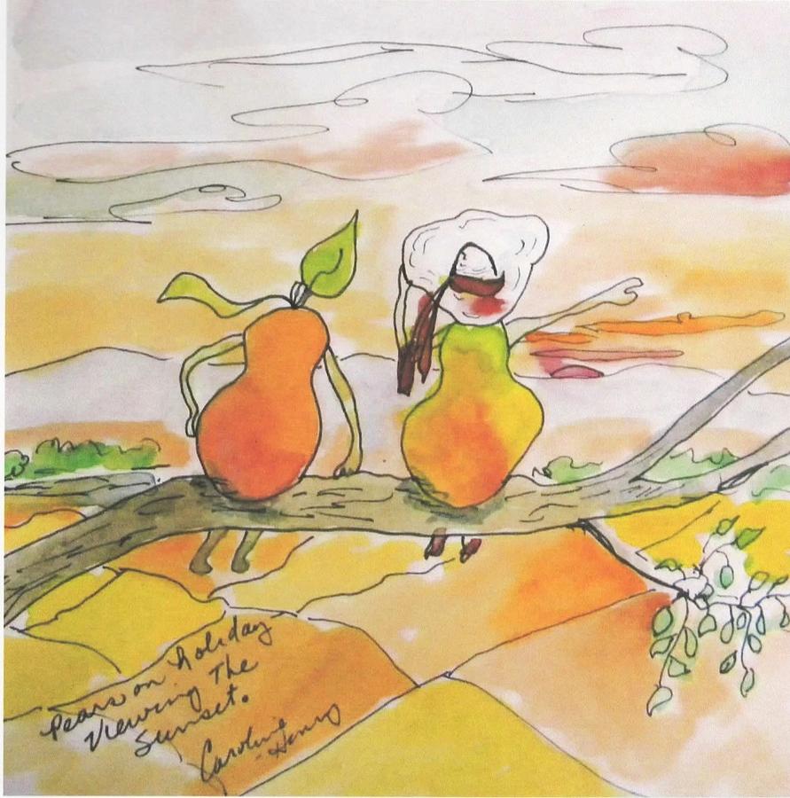 Pears on a Road Trip Painting by Caroline Henry