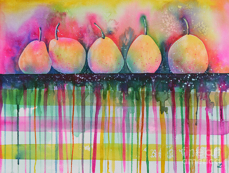 Pears on the Table Painting by Zaira Dzhaubaeva