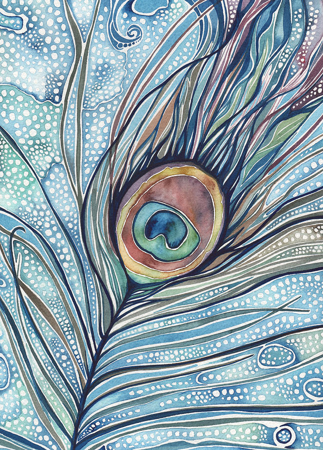 Peacock Painting - Peas Feather by Tamara Phillips