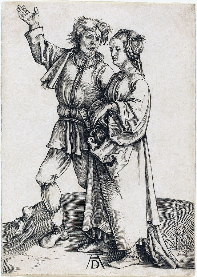 Peasant and His Wife Drawing by Albrecht Durer
