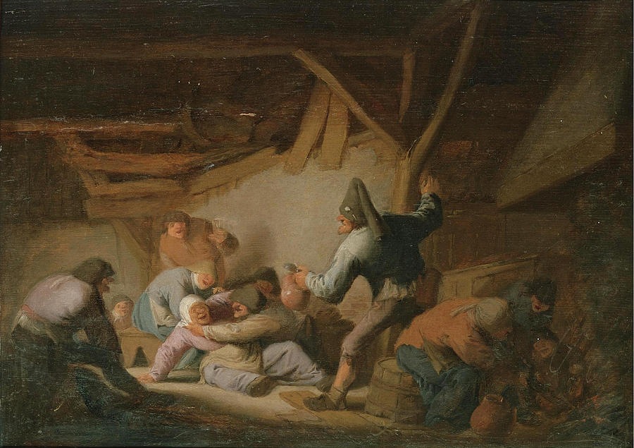 Peasant Brawl in a Tavern Painting by Adriaen van Ostade