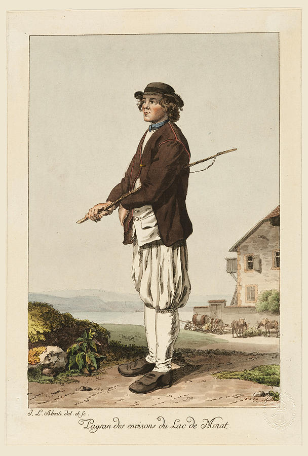 Peasant from the area around Lake Murten Drawing by Johann Ludwig Aberli