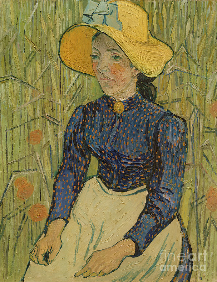 Peasant Girl in Straw Hat Painting by Vincent van Gogh