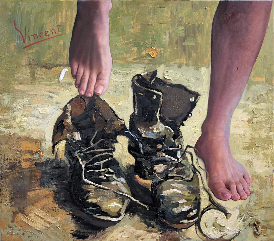 Peasant Shoes My Foot Painting by Richard Barone