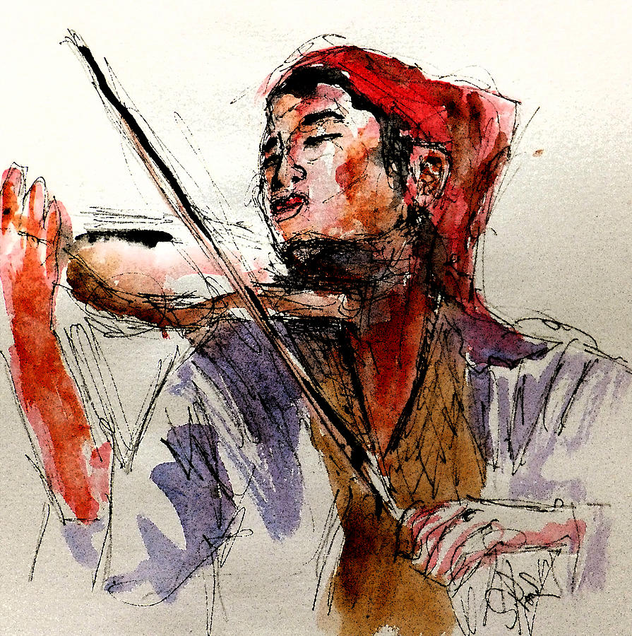 Peasant violinist Painting by Steven Ponsford