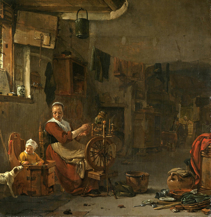 Peasant Woman Spinning Painting by Thomas Wyck