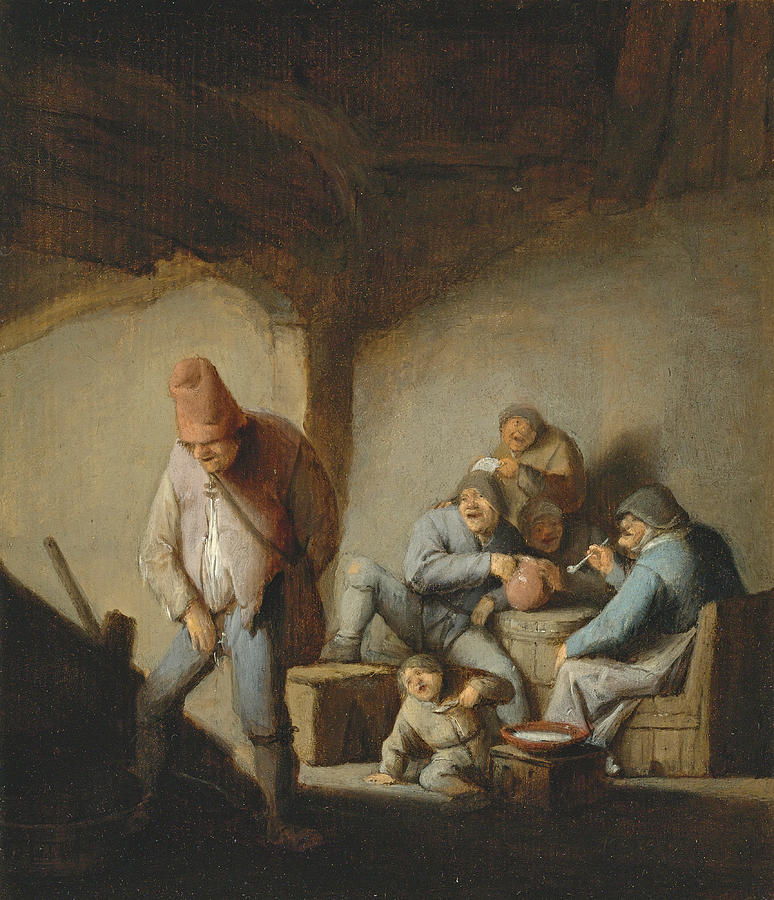 Peasants in the Interior of an Inn Painting by Adriaen van Ostade