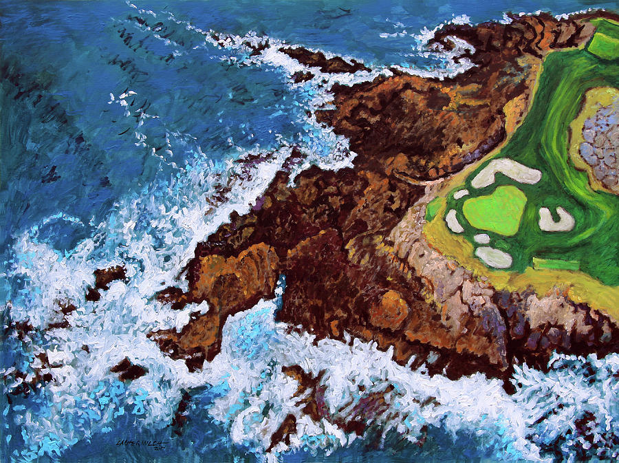 Pebble Beach Golf Course Painting by John Lautermilch