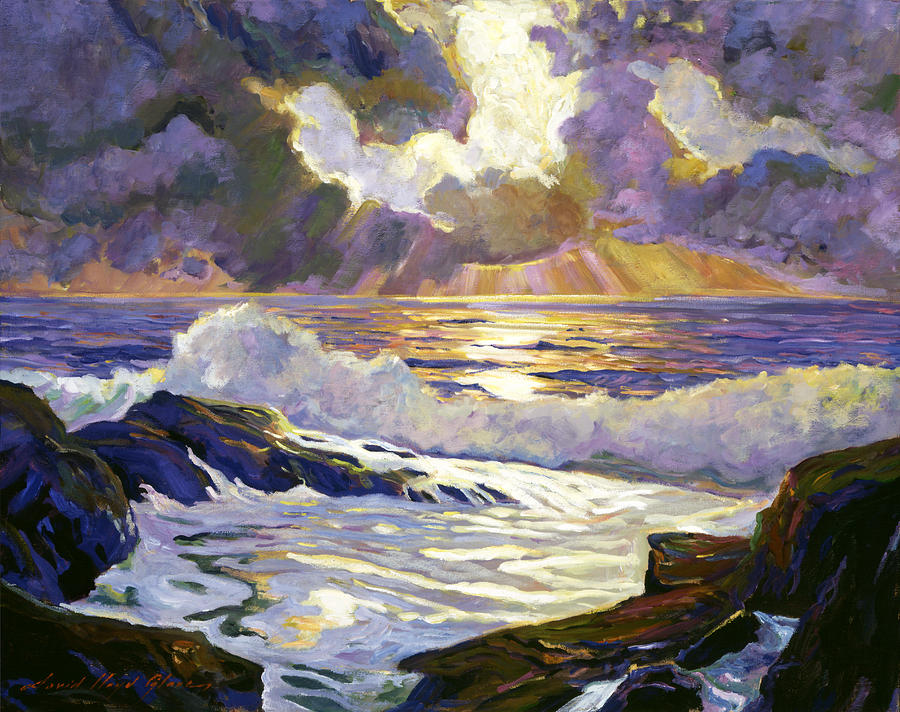 Pebble Beach Sunset Painting by David Lloyd Glover