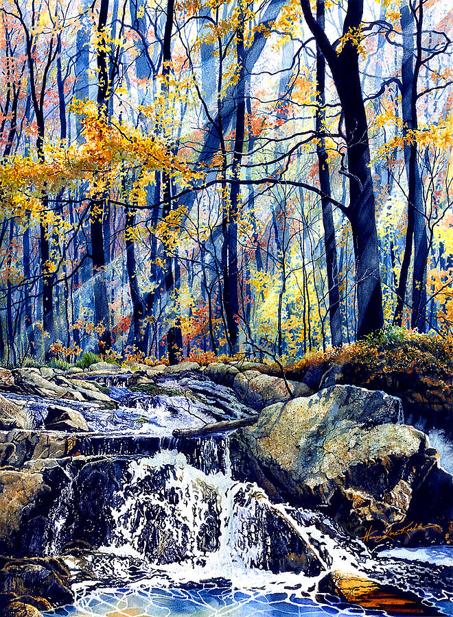 Pebble Creek Autumn Painting by Hanne Lore Koehler