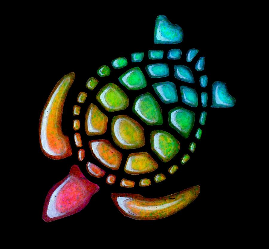 Turtle Painting - Pebbles Turtle Black by Sarah Krafft