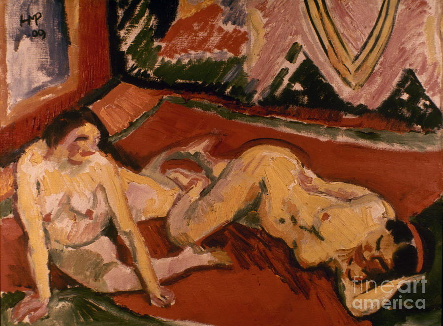 Pechstein: Two Nudes, 1909 Painting by Granger