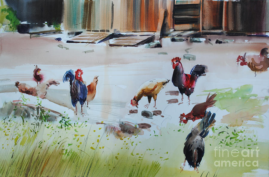 Pecking Order Painting by P Anthony Visco