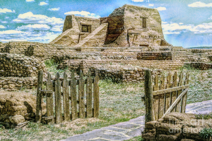 Pecos Pueblo Church Digital Art by Jean OKeeffe Macro Abundance Art