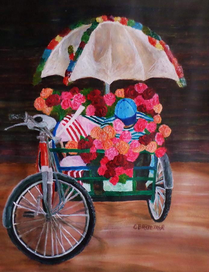 Pedal the Roses Painting by Christy Saunders Church