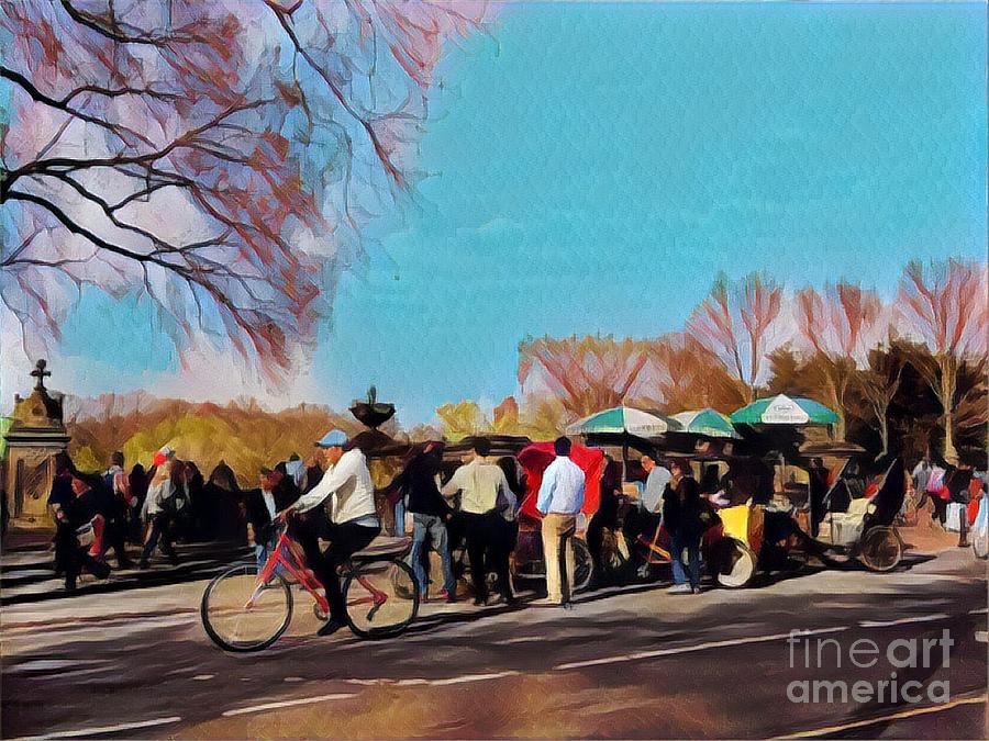 Pedaling in the Park - Central Park New York Photograph by Miriam Danar