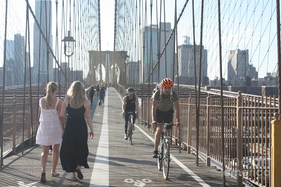 Pedestrian And Bicycle Paths On The Brooklyn Bridge Photograph by John Telfer