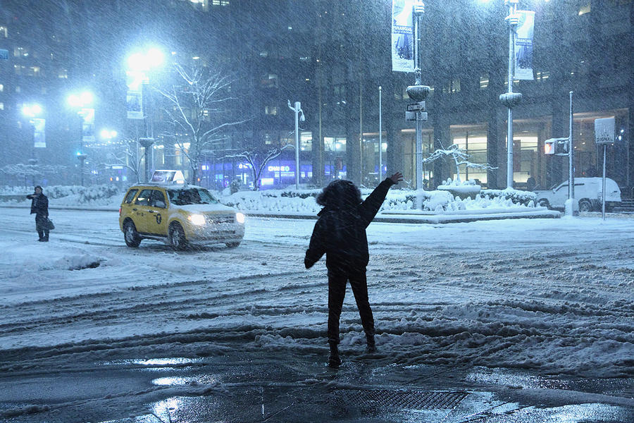 Park Avenue Photograph - Pedestrian waving for cab on Park Avenue north of Grand Central by Alexander Winogradoff