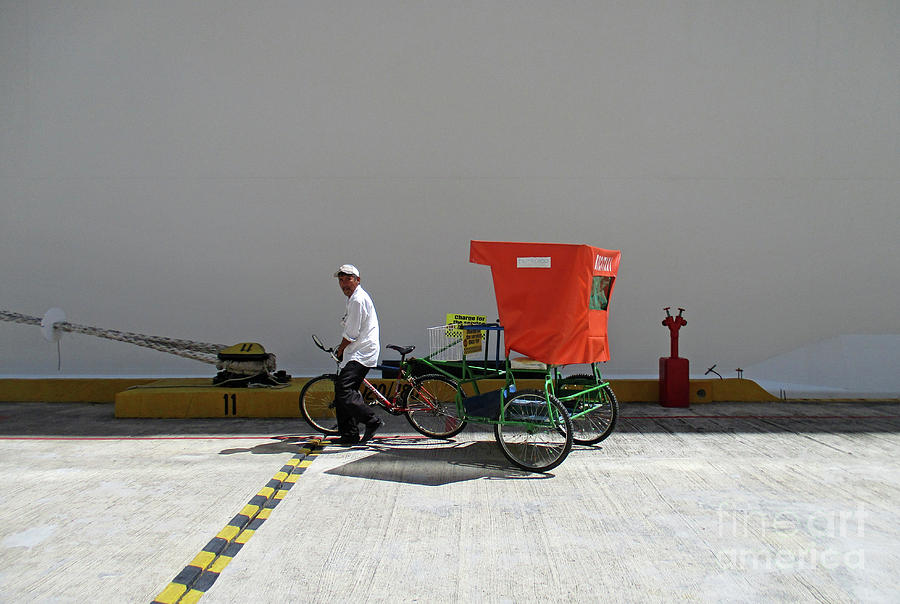 Pedicab At Dock Photograph by Randall Weidner