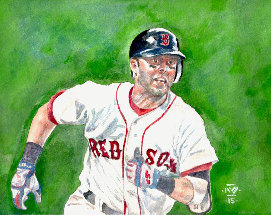 Boston Red Sox Painting - Pedroia by Nigel Wynter