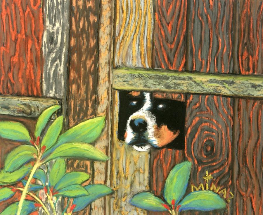 Peek-a-boo Fence Painting by Minaz Jantz