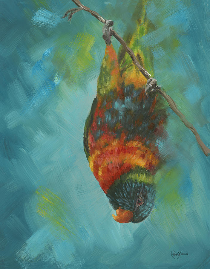 Parrot Painting - Peek-a-Boo by Kirsty Rebecca