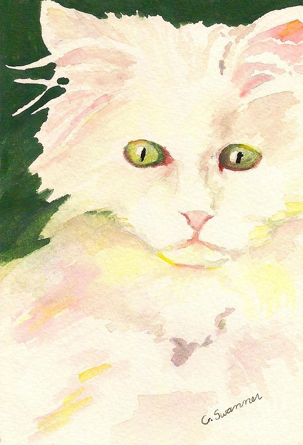 Cat Painting - Peek-A-Boo Kitty by C L Swanner