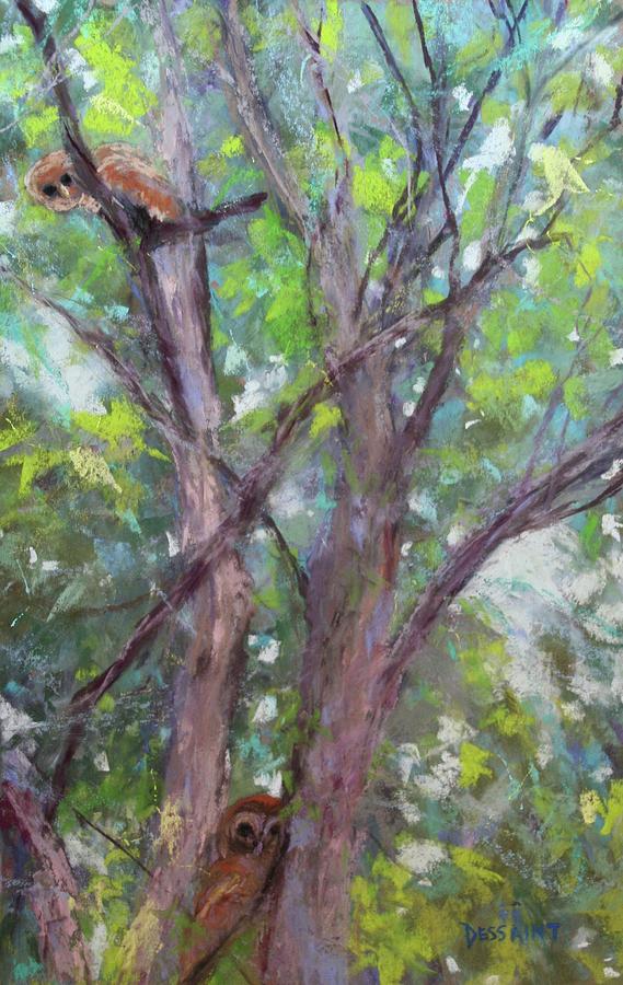 Tree Painting - Peek-A-Boo by Linda Dessaint