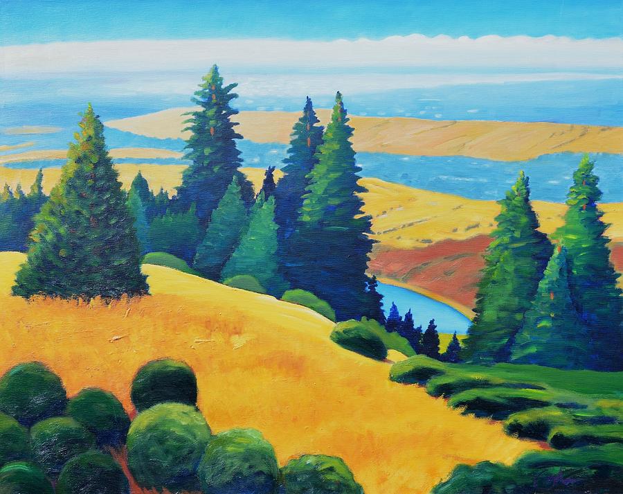 California Landscape Painting - Peek Of Water by Gary Coleman