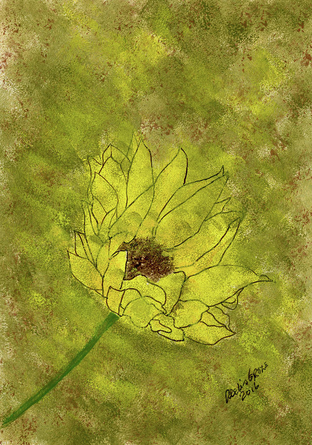 Abstract Painting - Peekaboo Sunflower by Alexis Grone
