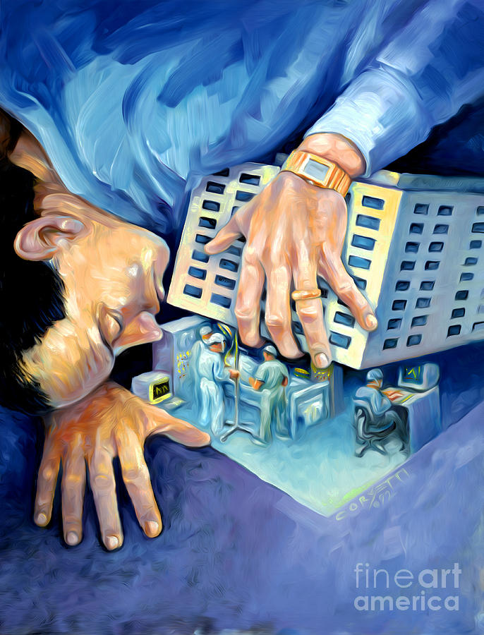 Peeking at the Medical Industry Painting by Robert Corsetti