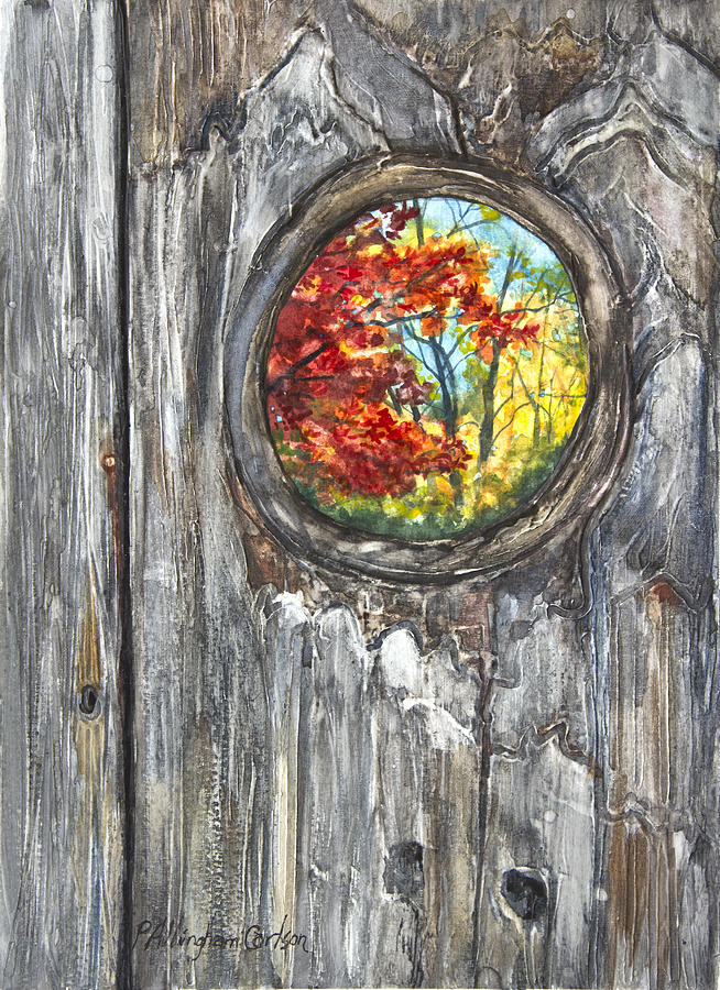 Tree Painting - Peeky Hole Through The Fence I by Patricia Allingham Carlson