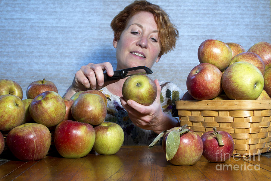 Peeling Apples Photograph by Karen Foley