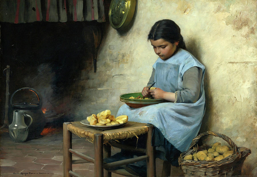 Peeling Potatoes Painting by Charles Sprague Pearce