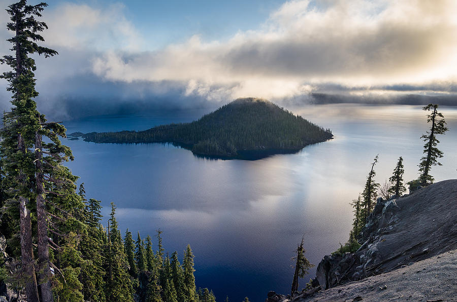 Crater Lake Photograph - Peering at the Wizard by Greg Nyquist