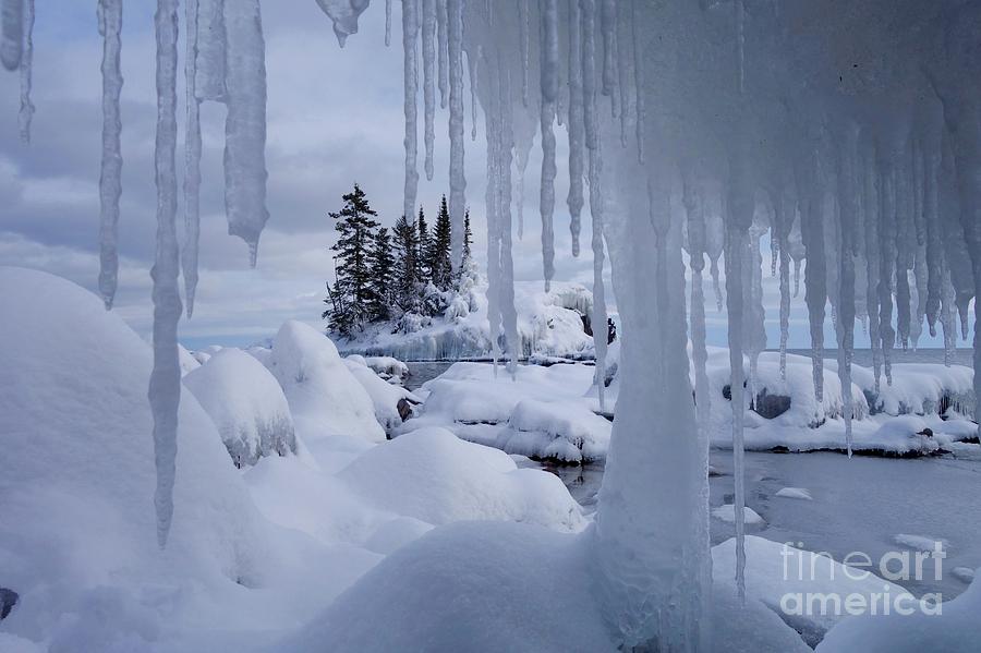 Peering thru the Icicles Photograph by Sandra Updyke