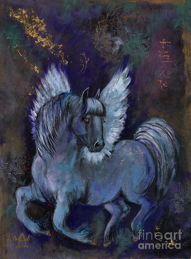 Pegasus And Reiki Painting by Ang El