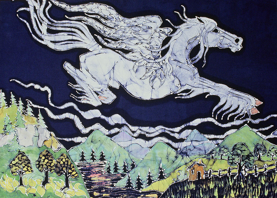 Pegasus Flying Over Stream Tapestry - Textile by Carol  Law Conklin
