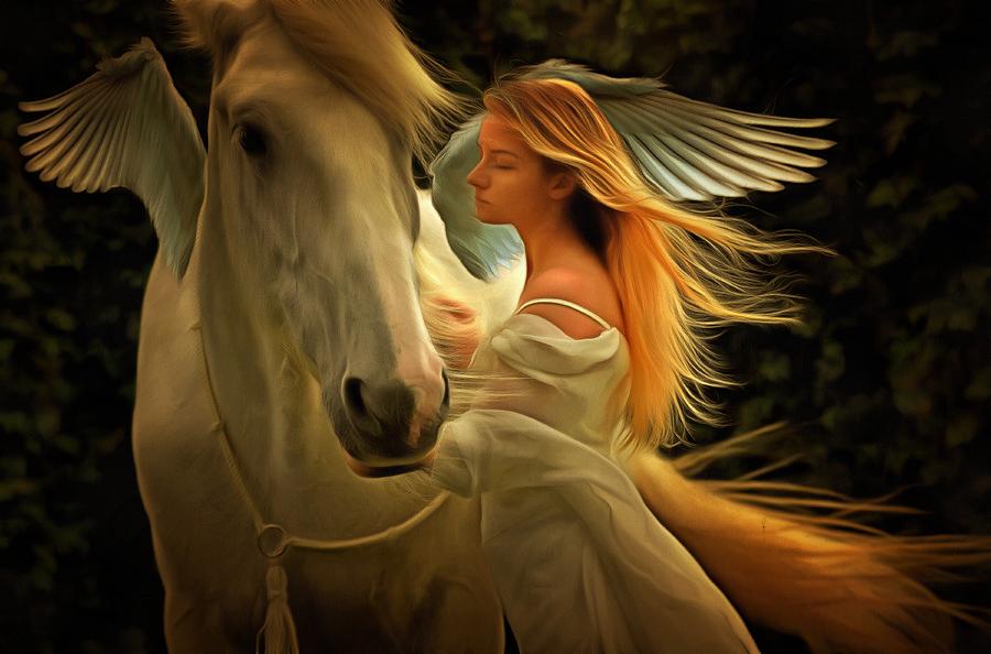 Pegasus Or Angel Painting by Harry Warrick